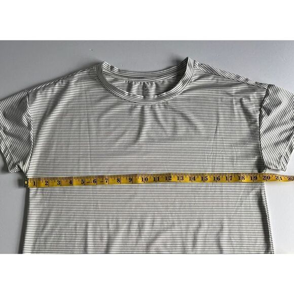 GAP GapFit Breathe High Low Mini Stripe Short Sleeve Athletic Top Size Small - Picture 5 of 7